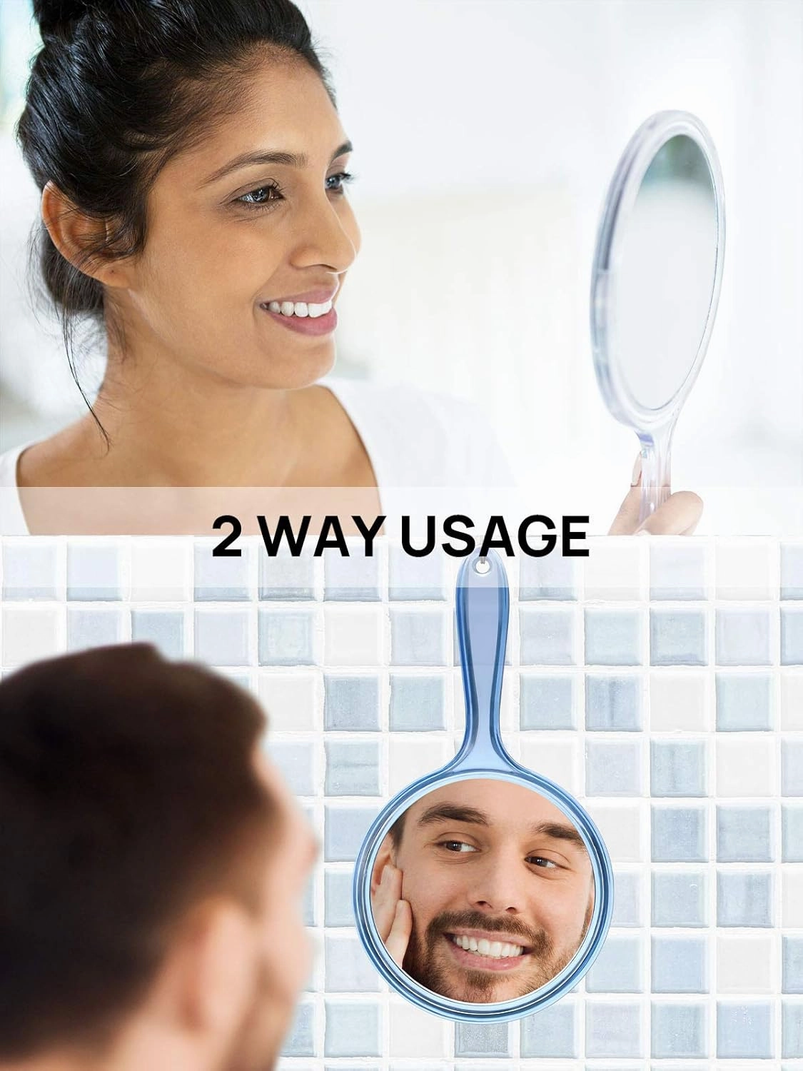 OMIRO Hand Mirror, Double-Sided Handheld Mirror 1X/3X Magnifying Mirror with Handle, Set of 12 (Mix Colors)