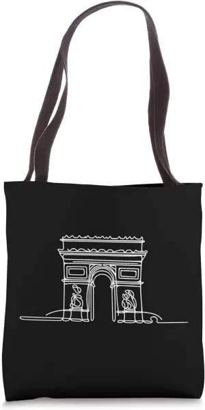 One Line Art Drawing Arc De Triomphe Tote Bag