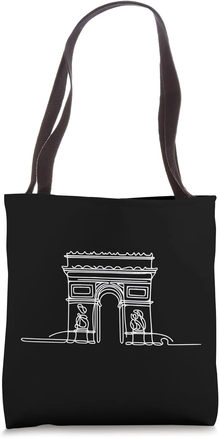 One Line Art Drawing Arc De Triomphe Tote Bag