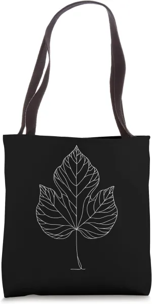 One Line Art Drawing Fig Leaf Tote Bag