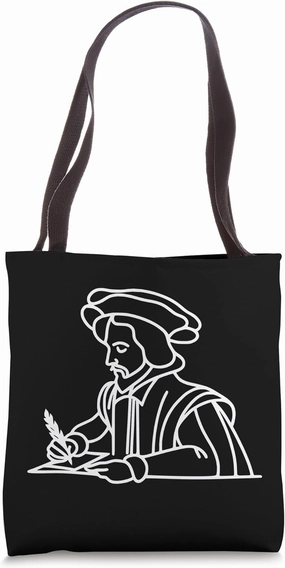 One Line Art Drawing Bard Of Avon Tote Bag