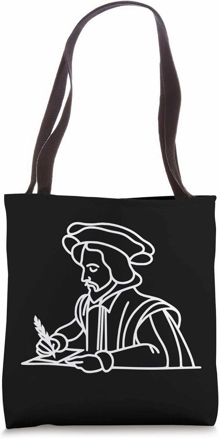 One Line Art Drawing Bard Of Avon Tote Bag