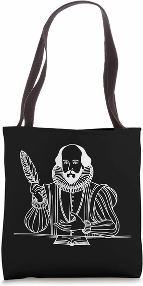 One Line Art Drawing Bard Of Avon Tote Bag