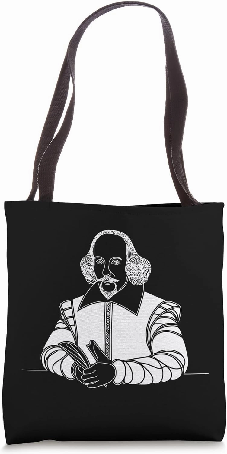 One Line Art Drawing Bard Of Avon Tote Bag