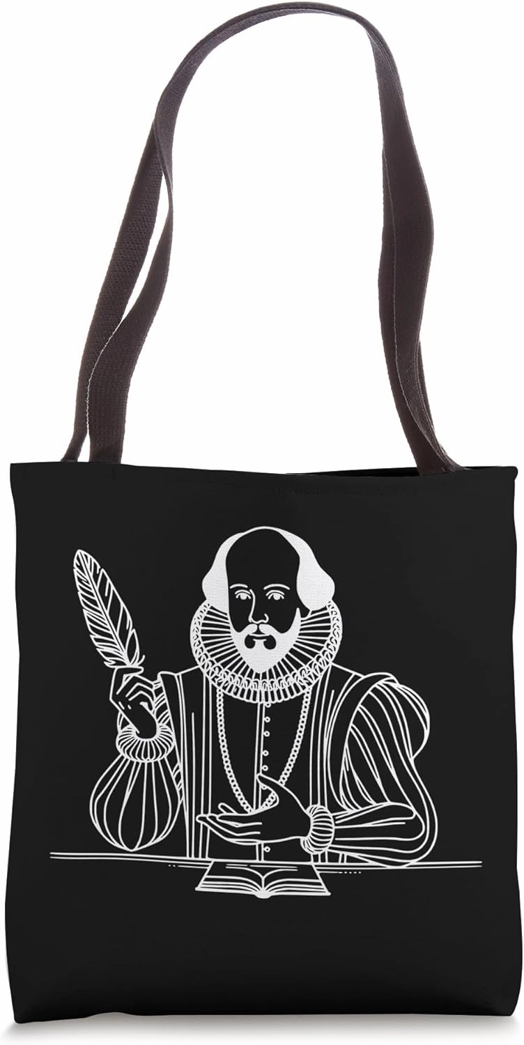 One Line Art Drawing Bard Of Avon Tote Bag