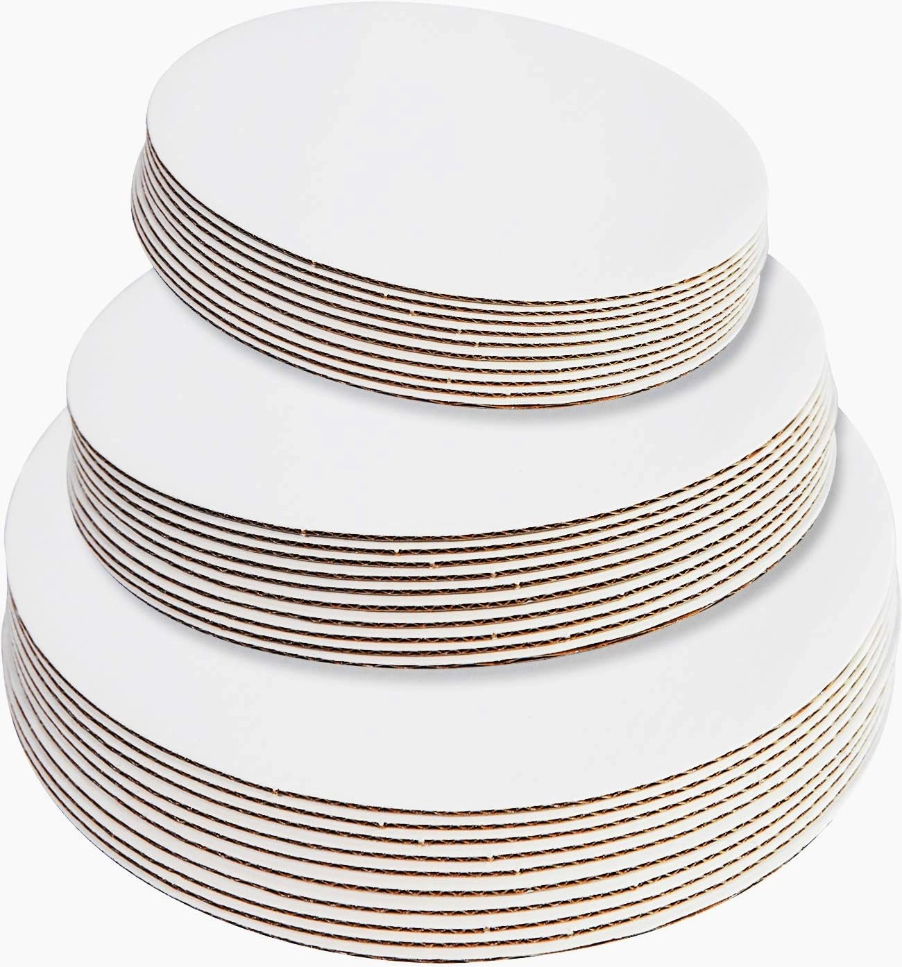 ONE MORE 18-Pack White Cake Board Rounds,Circle Cardboard Round Base 6,8 and 10 inch, Disposable Coated Cake Plate 6 of Each Size,Pack of 18