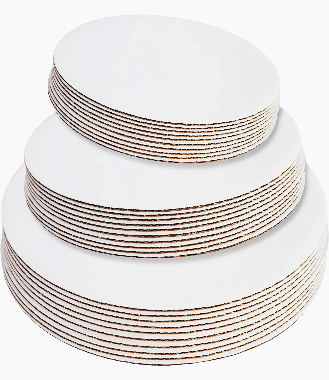 ONE MORE 30-Pack White Cake Board Rounds,Circle Cardboard Round Base 6,8 and 10 inch, Disposable Coated Cake Plate 10 of Each Size