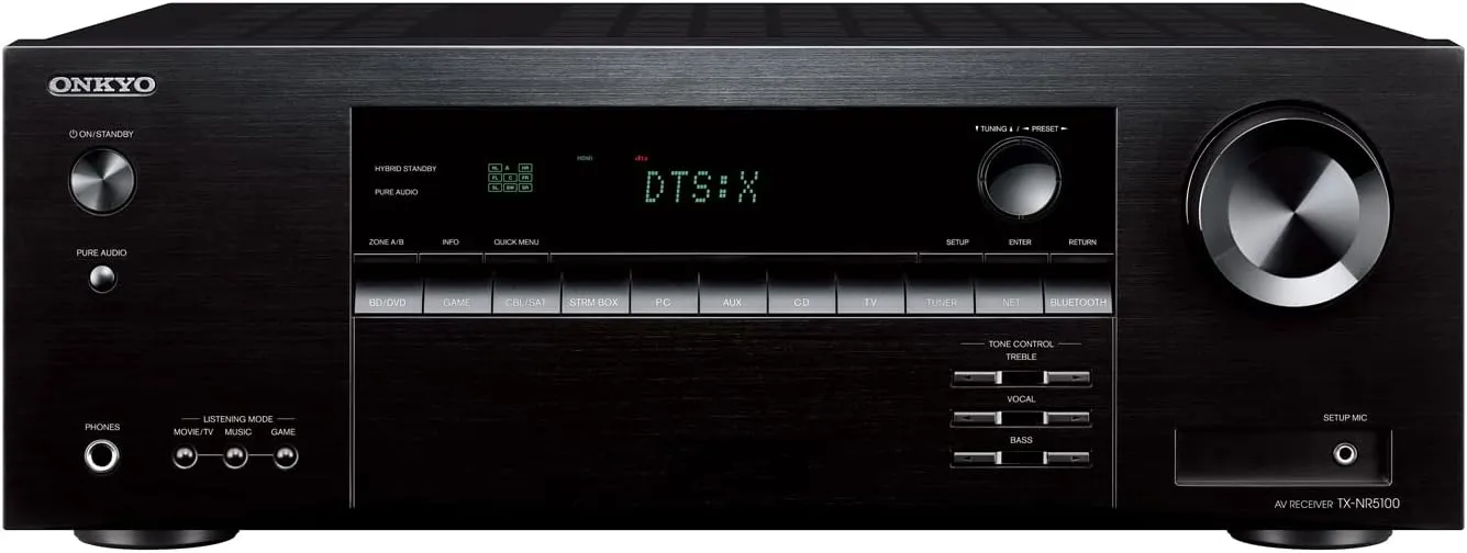 Onkyo TX-NR5100 7.2-Channel 8K Smart AV Receiver Smart Home Ecosystem integrates with Apple Airplay, Alexa, Google apps