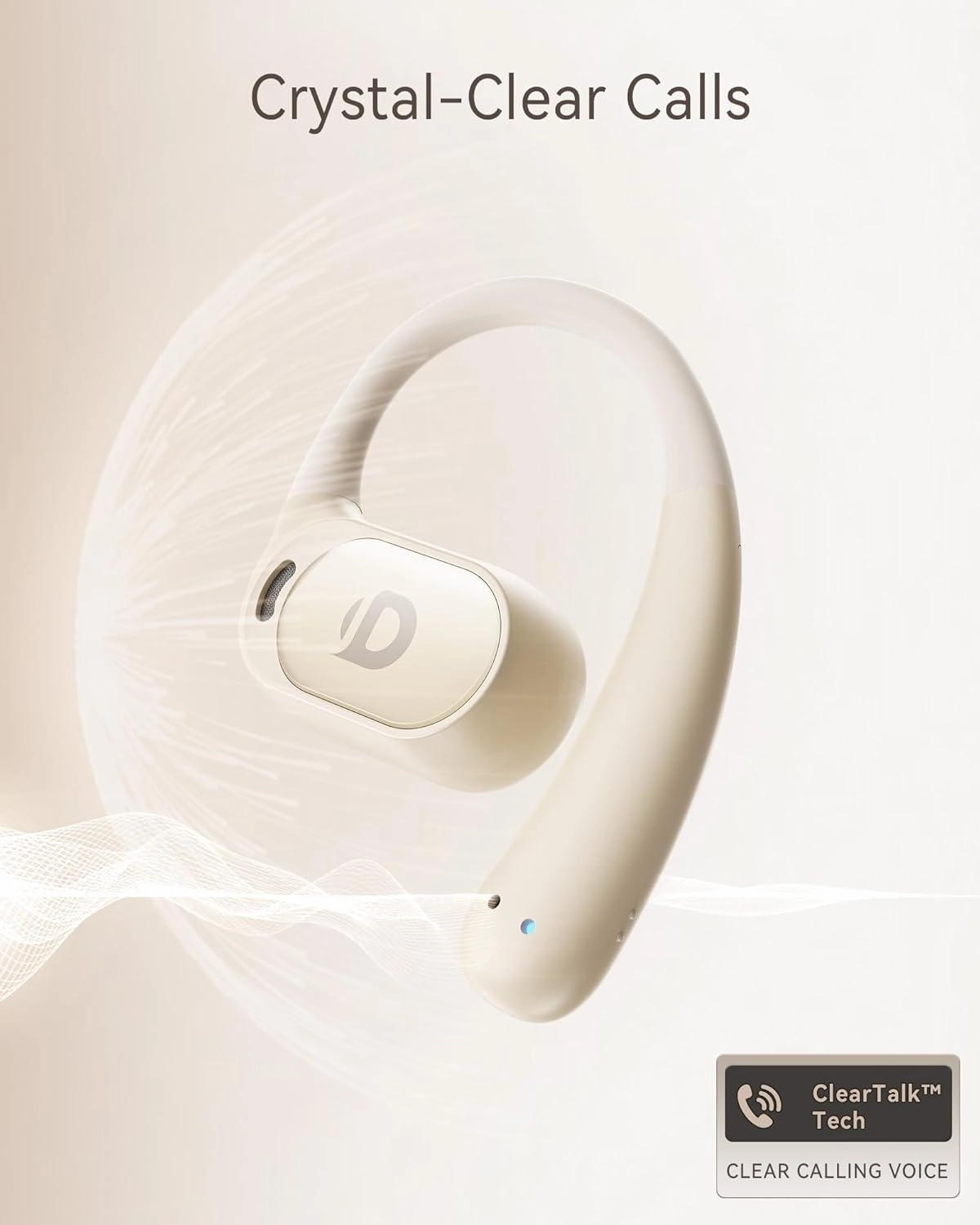 Open Ear Earbuds, True Wireless Open Ear Headphones with Earhooks, Air Conduction Earphones, Touch Control, Dual Noise-Cancelling Mics, Up to 30 Hours Power with Case, IPX5, Workouts, Yoga, Running