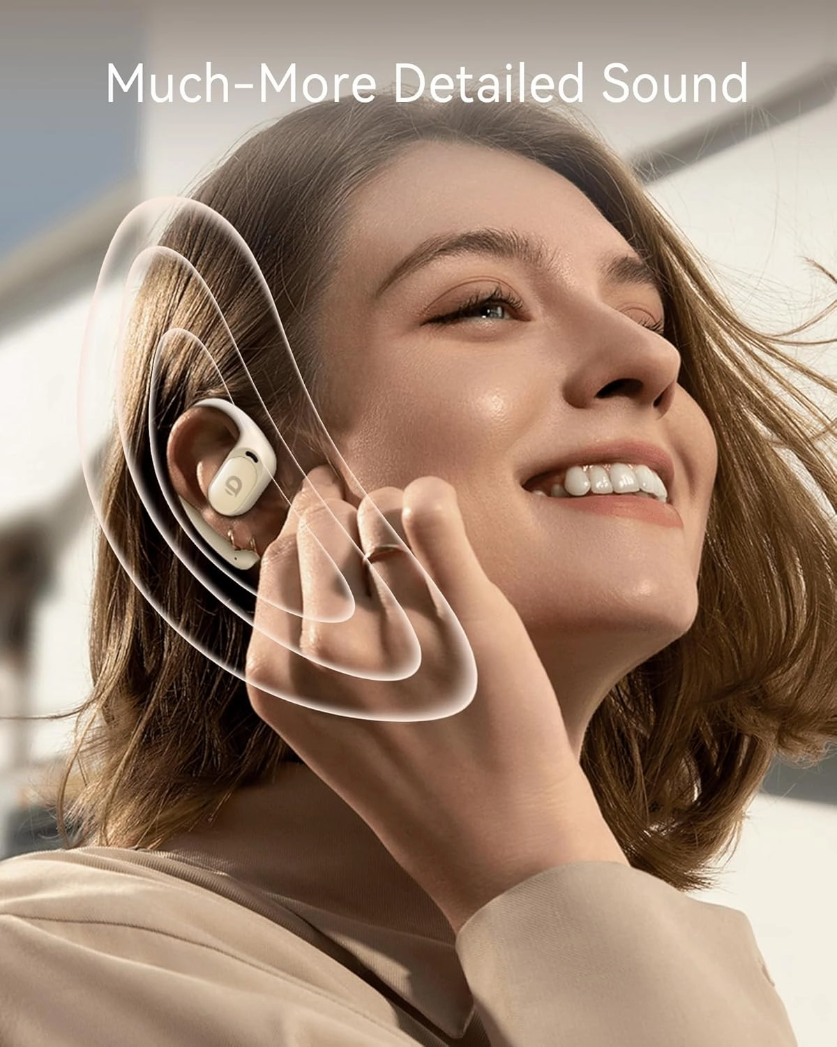 Open Ear Earbuds, True Wireless Open Ear Headphones with Earhooks, Air Conduction Earphones, Touch Control, Dual Noise-Cancelling Mics, Up to 30 Hours Power with Case, IPX5, Workouts, Yoga, Running