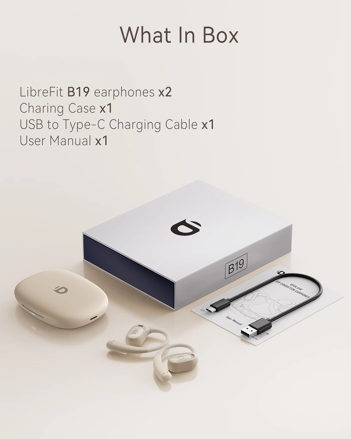 Open Ear Earbuds, True Wireless Open Ear Headphones with Earhooks, Air Conduction Earphones, Touch Control, Dual Noise-Cancelling Mics, Up to 30 Hours Power with Case, IPX5, Workouts, Yoga, Running