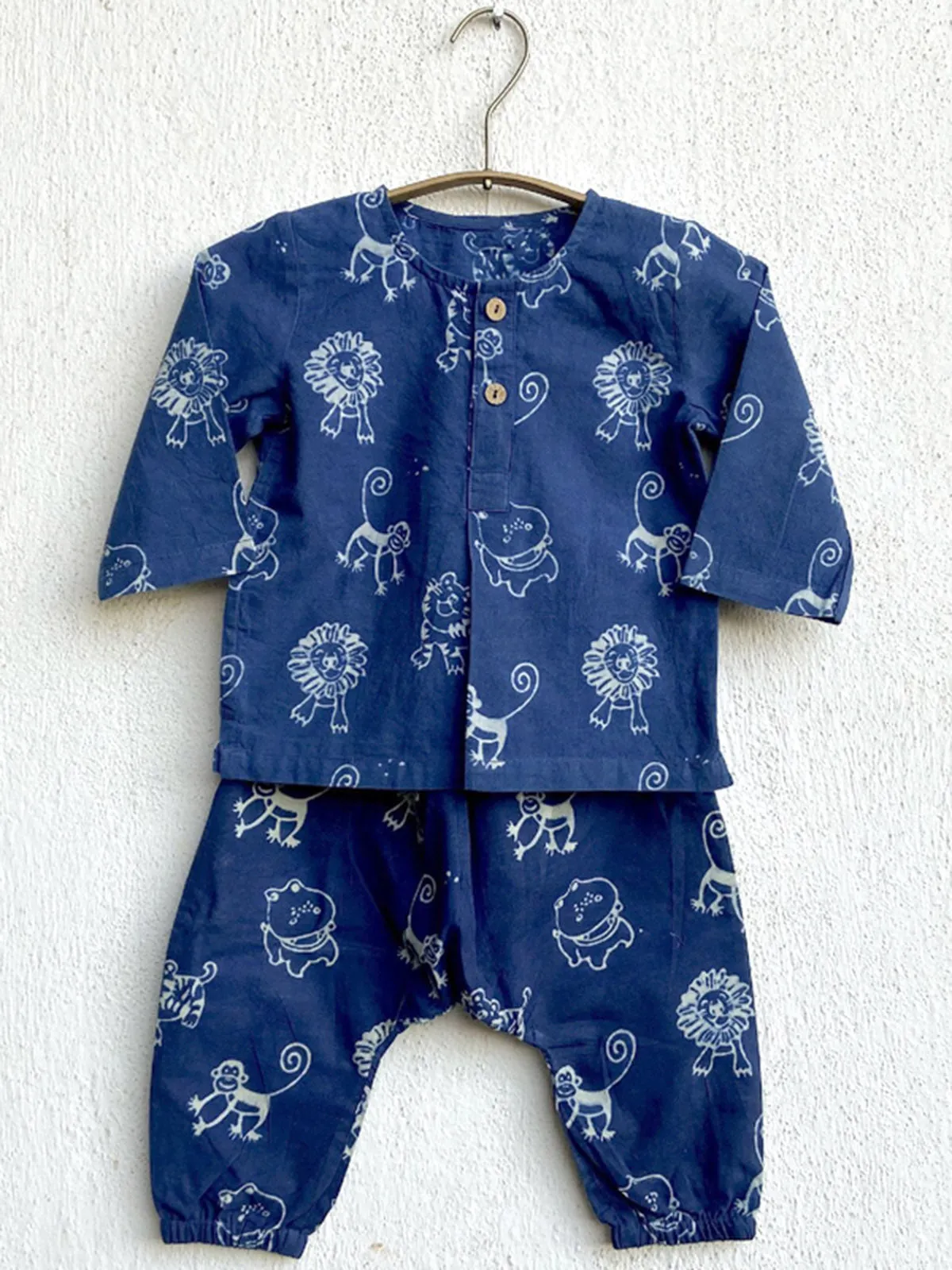 Organic Zoo Print Indigo Kurta and Pants