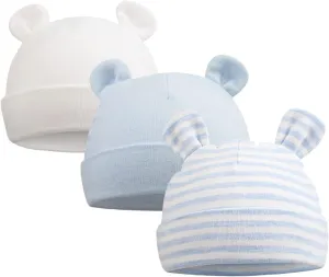Original Cotton Newborn Hats for Girls Striped Preemie Baby Hats Bear Ears Infant Boys Beanies 0-6 Months