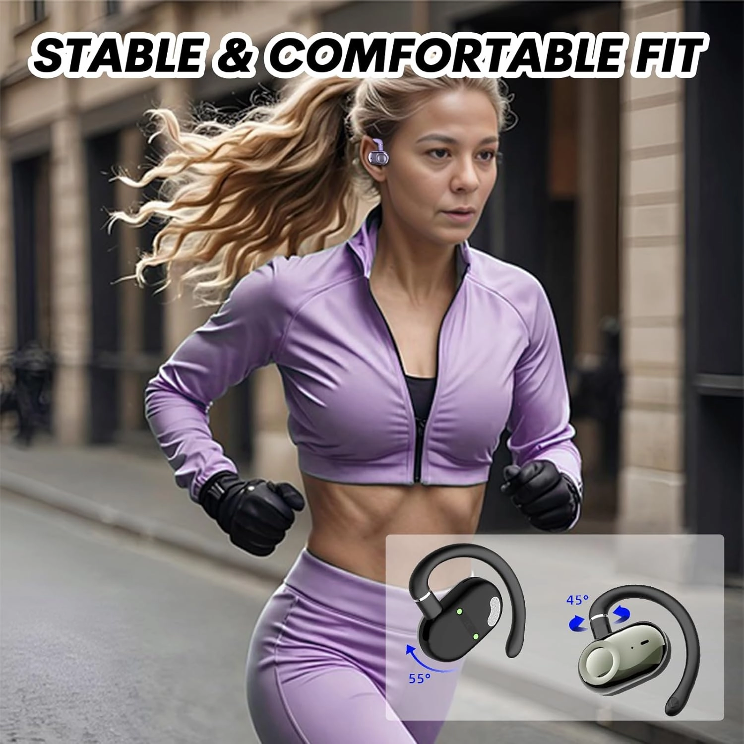 Out of Ear Wireless Open Ear Headphones OWS Hanging Earphones 5.4 Bluetooth Air Bone Conduction Around Over The Ear TWS Wireless Earbuds Outside The Ear Buds Headphones with Earloop