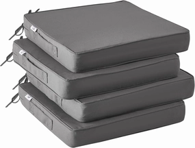 Outdoor Chair Cushions Set of 4,Waterproof Outdoor Seat Cushions for Patio Furniture,Patio Chair Cushion with Handle and Ties, Square Out Door Chair Pads,18.5" x 16" x 3", Darkgrey