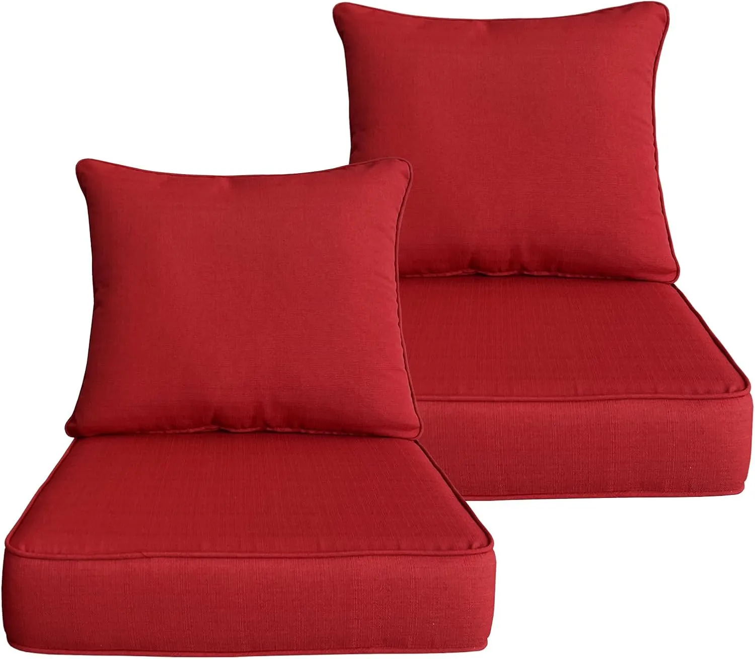 Outdoor/Indoor 24x24 inch Deep Seat Patio Cushions Set of 2 Resilient Foam Filling Water Repellent Stain-Resistant UV Resistant Weather Resistant Patio Cushions Chili
