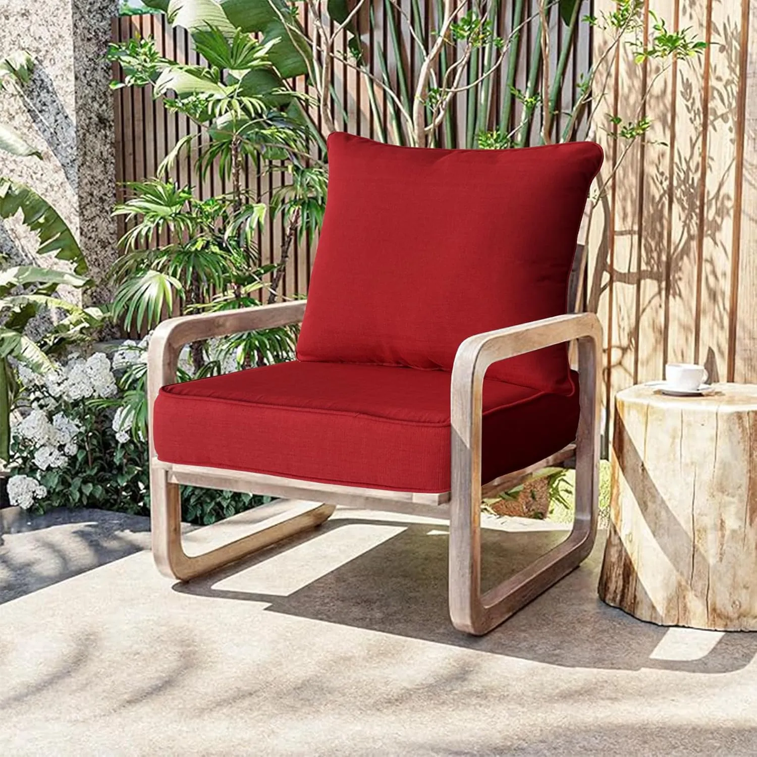 Outdoor/Indoor 24x24 inch Deep Seat Patio Cushions Set of 2 Resilient Foam Filling Water Repellent Stain-Resistant UV Resistant Weather Resistant Patio Cushions Chili