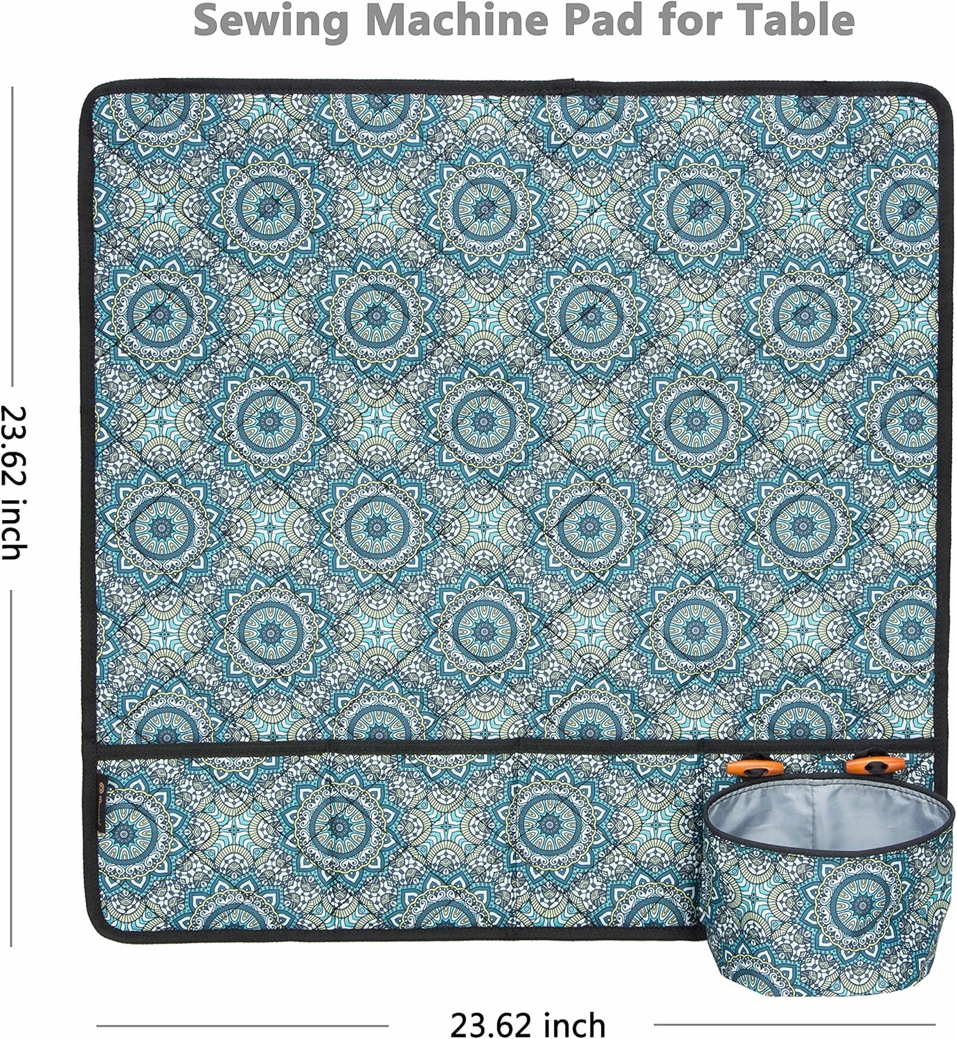 PACMAXI Sewing Machine Pad with Pockets, Organizer for Accessories, Mat (Mandala Pattern)