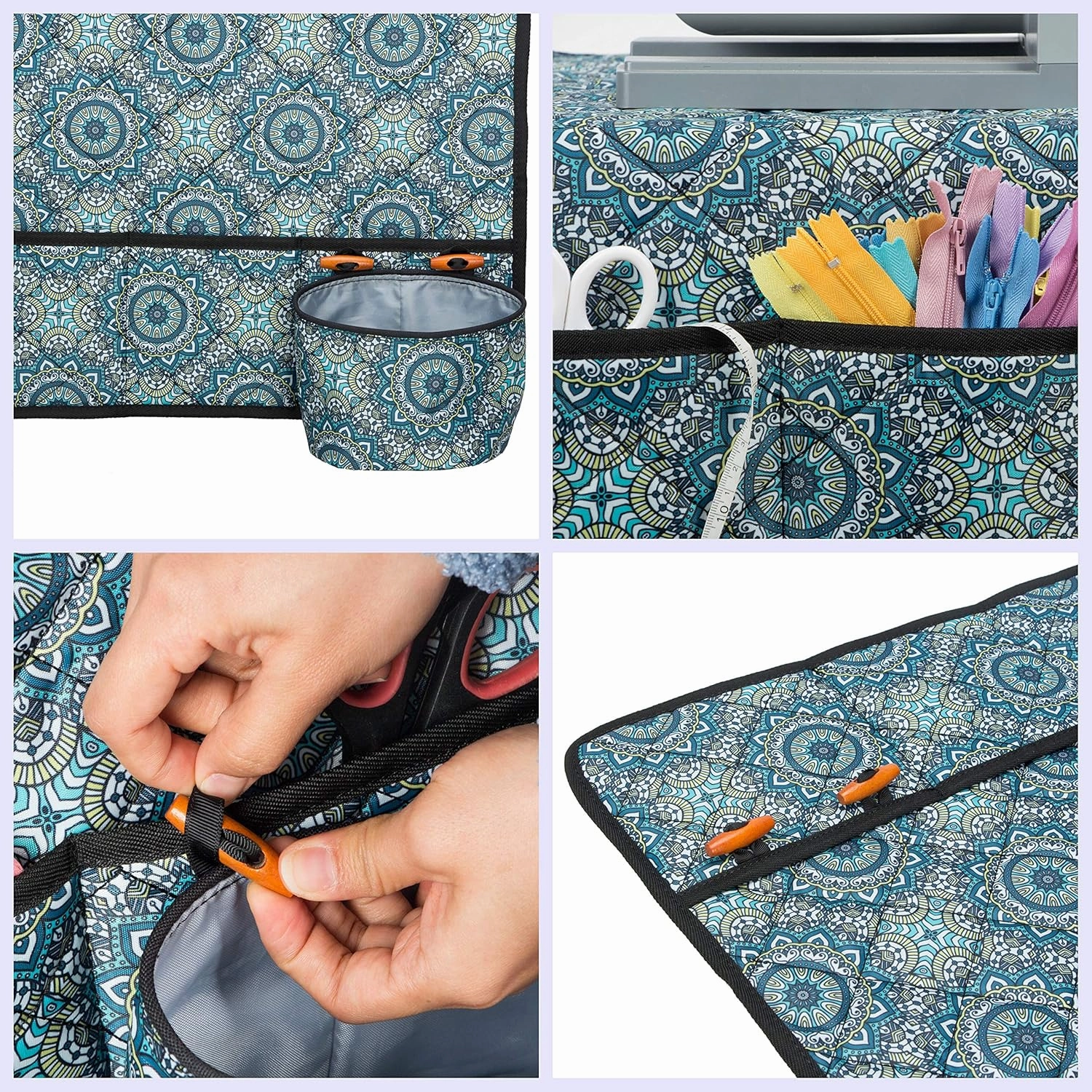 PACMAXI Sewing Machine Pad with Pockets, Organizer for Accessories, Mat (Mandala Pattern)