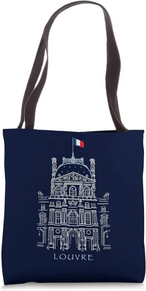 Paris, Louvre, Hand drawing Louvre Palace, France Tote Bag