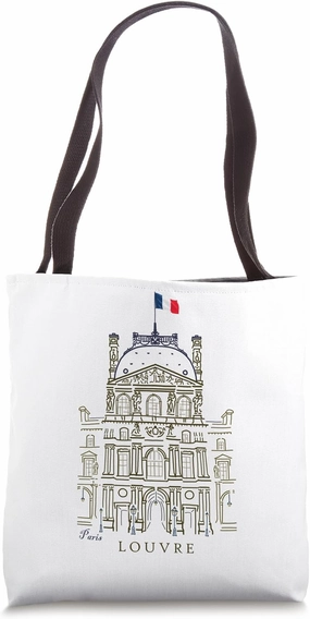 Paris, Louvre, Hand drawing Louvre Palace, France Tote Bag