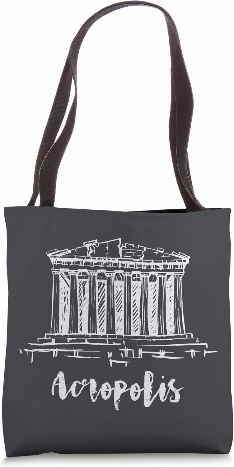 Parthenon Acropolis Of Athens Greece Sketch Sights Drawing Tote Bag