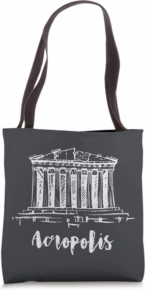 Parthenon Acropolis Of Athens Greece Sketch Sights Drawing Tote Bag