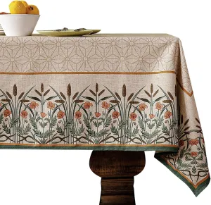 patdrea Floral Linen Table Cloth Durable Breathable Tabletop Cover Decorative Kitchen Dining Tablecloth for Rectangular Square Tables for Parties,Holiday,Christmas,55"*87"