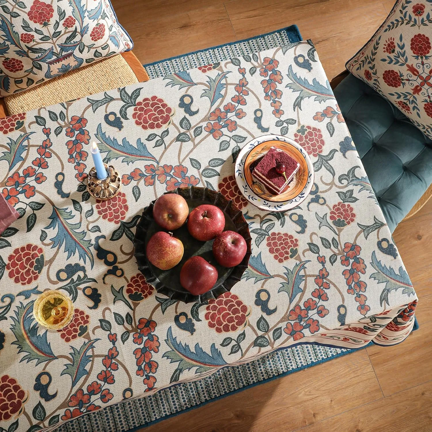 patdrea French Linen Pattern Tablecloth Soft Durable Floral Table Cloth Designer Kitchen Dining Tablecloth for Rectangular Tables for Parties Christmas 55"x 55"