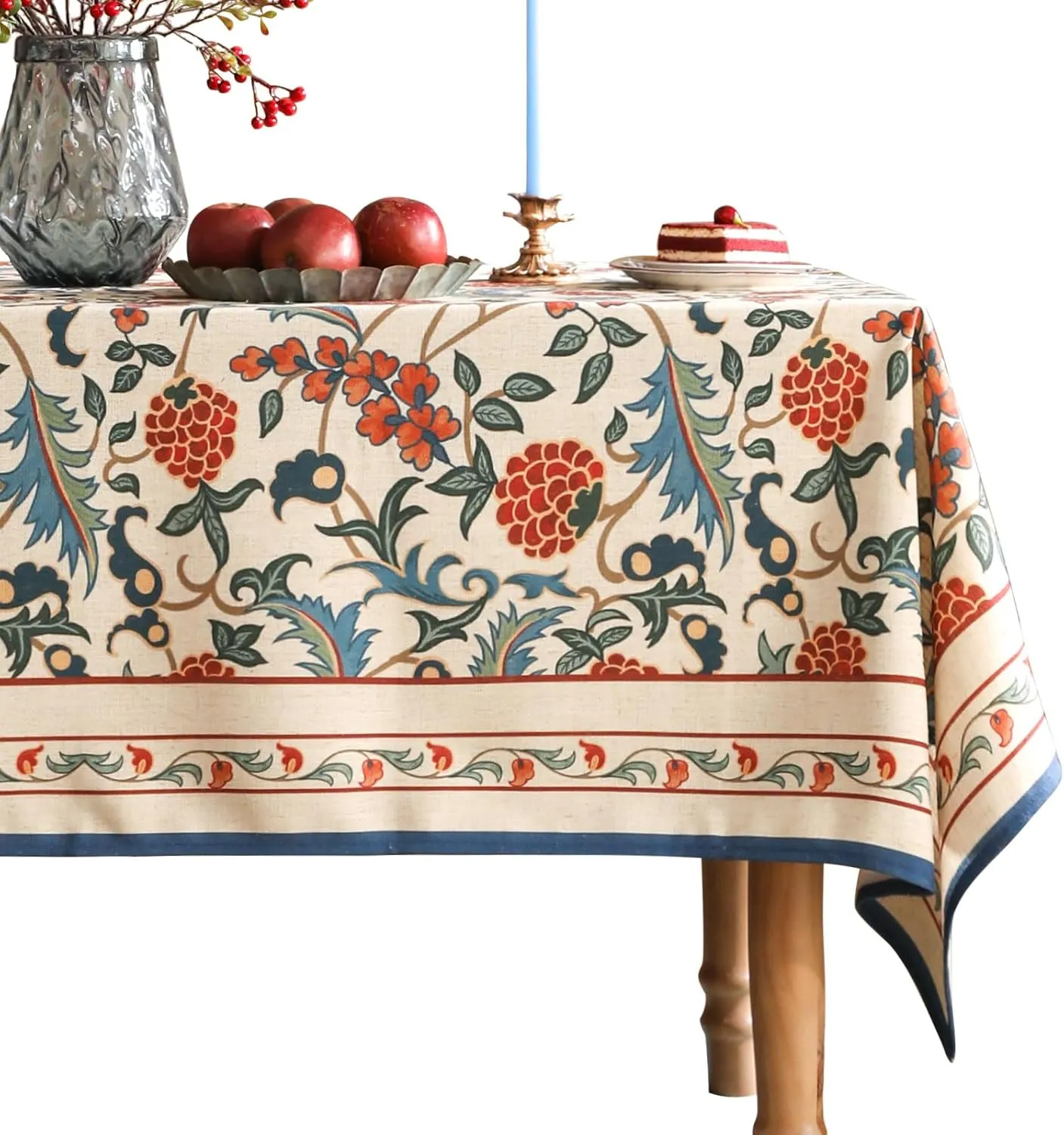 patdrea French Linen Pattern Tablecloth Soft Durable Floral Table Cloth Designer Kitchen Dining Tablecloth for Rectangular Tables for Parties Christmas 55"x 55"