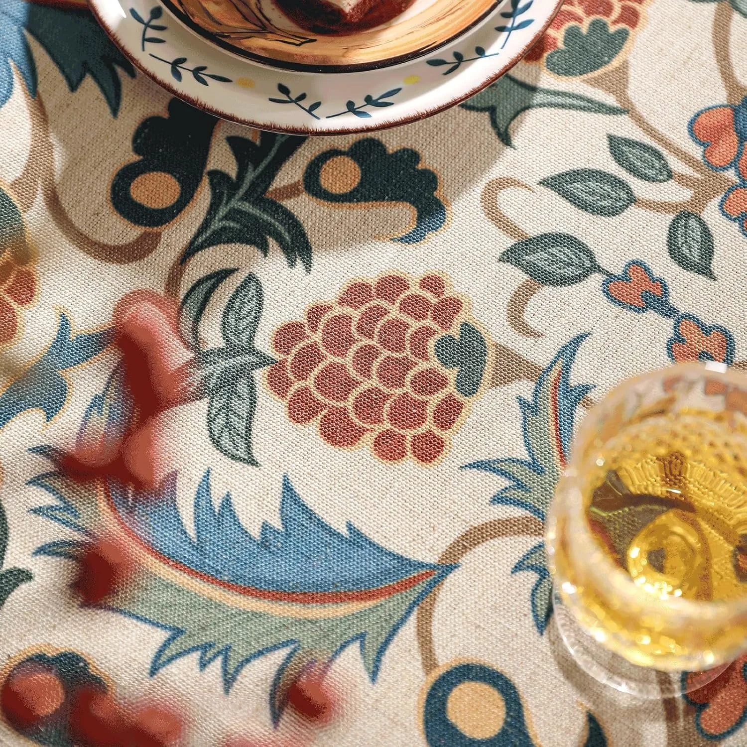 patdrea French Linen Pattern Tablecloth Soft Durable Floral Table Cloth Designer Kitchen Dining Tablecloth for Rectangular Tables for Parties Christmas 55"x 55"