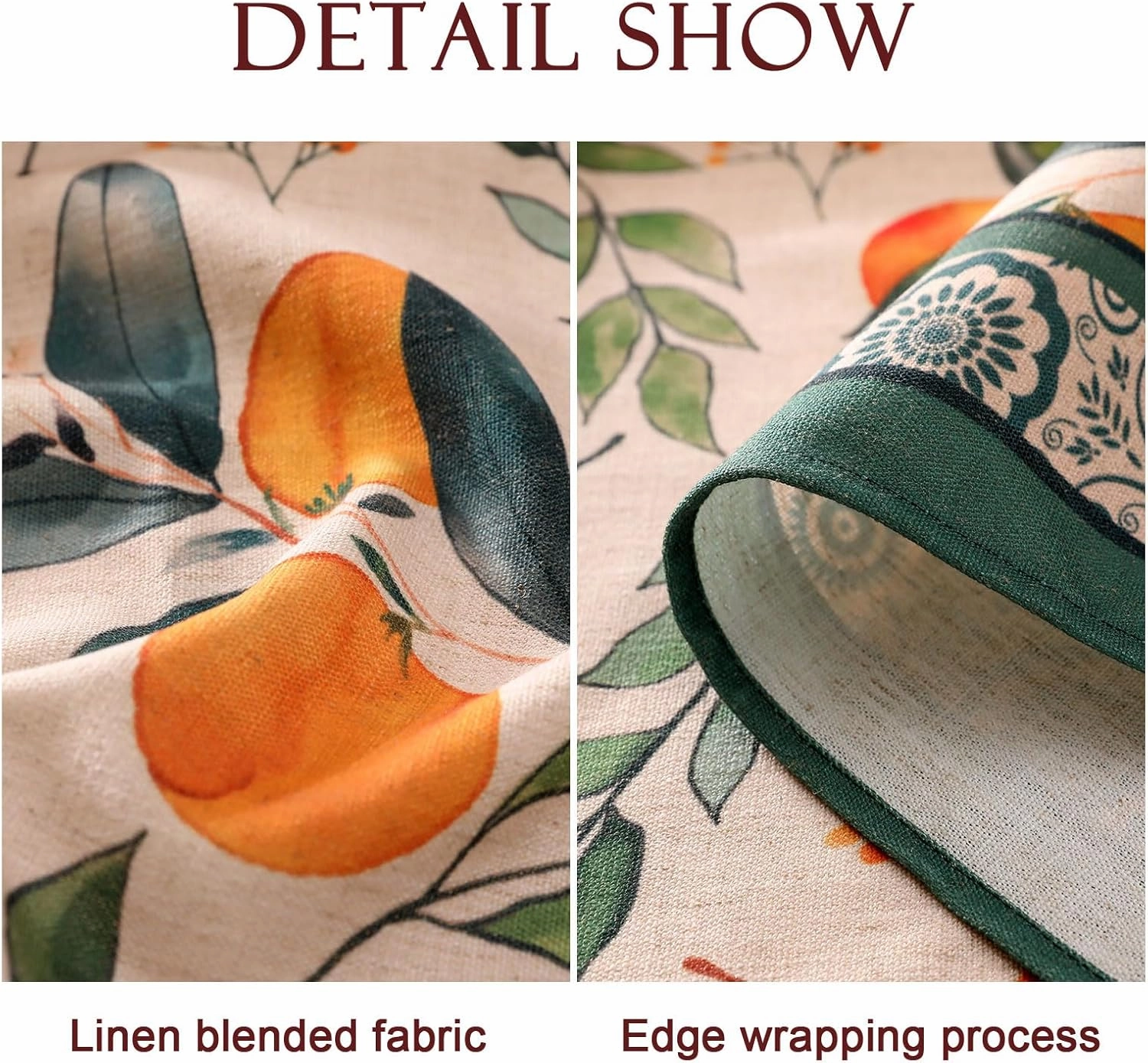 patdrea Designer Orange Tablecloth for Rectangle Tables,Framhouse Linen Oranges and Leaves Tree Pattern Linen Tablecloth,Fall Fruits Table Cover Cloth Decor for Kitchen Dining Christmas,63"*102"