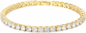PAVOI 14K Gold Plated Cubic Zirconia Classic Tennis Bracelet | Gold Bracelets for Women | 4mm CZ, Size 6.5-7.5 Inch