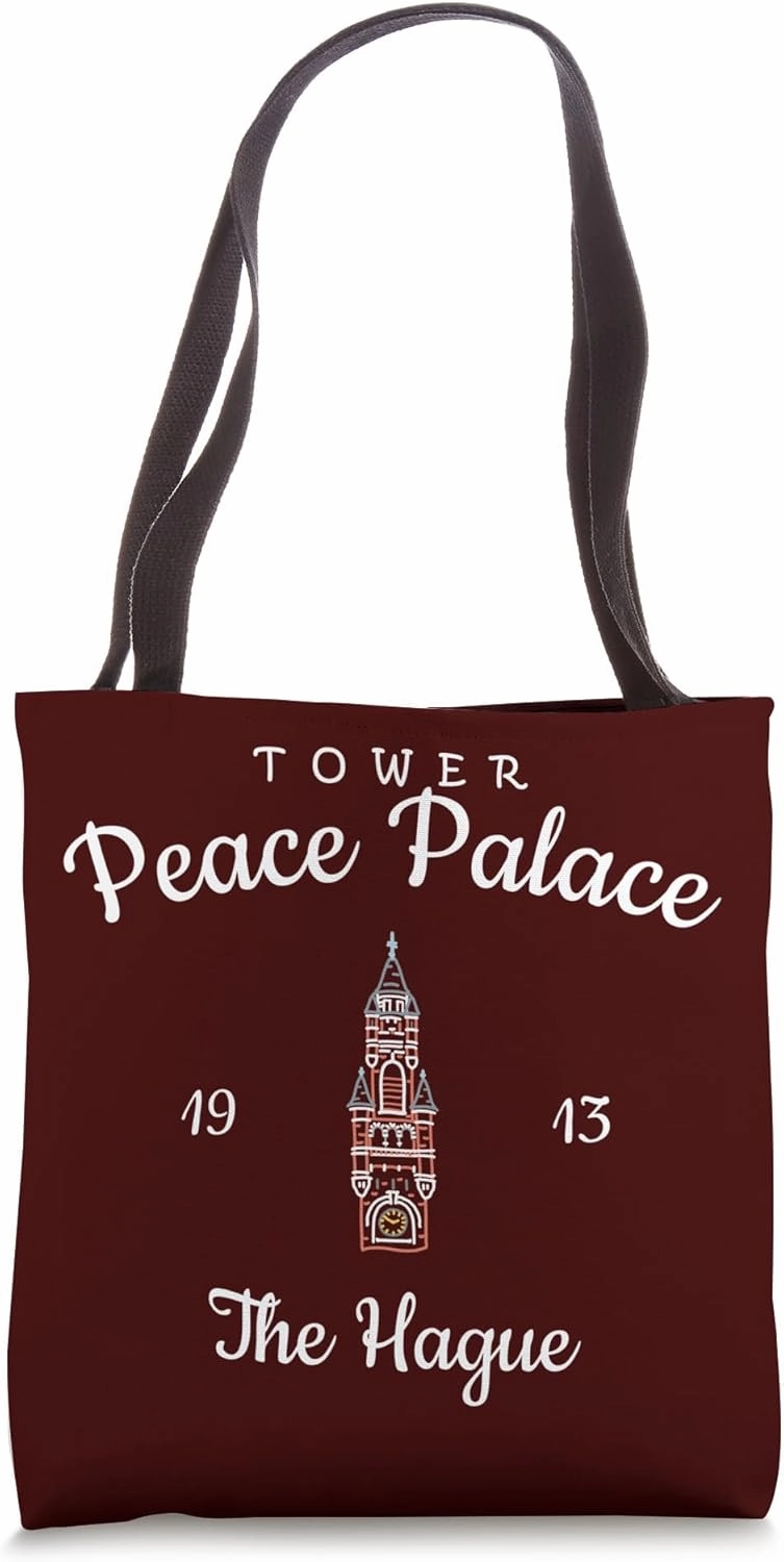 Peace Palace in The Hague, Netherlands hand drawing belfry Tote Bag