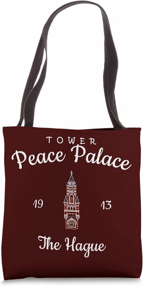 Peace Palace in The Hague, Netherlands hand drawing belfry Tote Bag