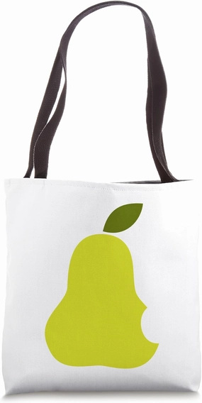 Pear Green Fruit Bite Fun Vegan Tote Bag