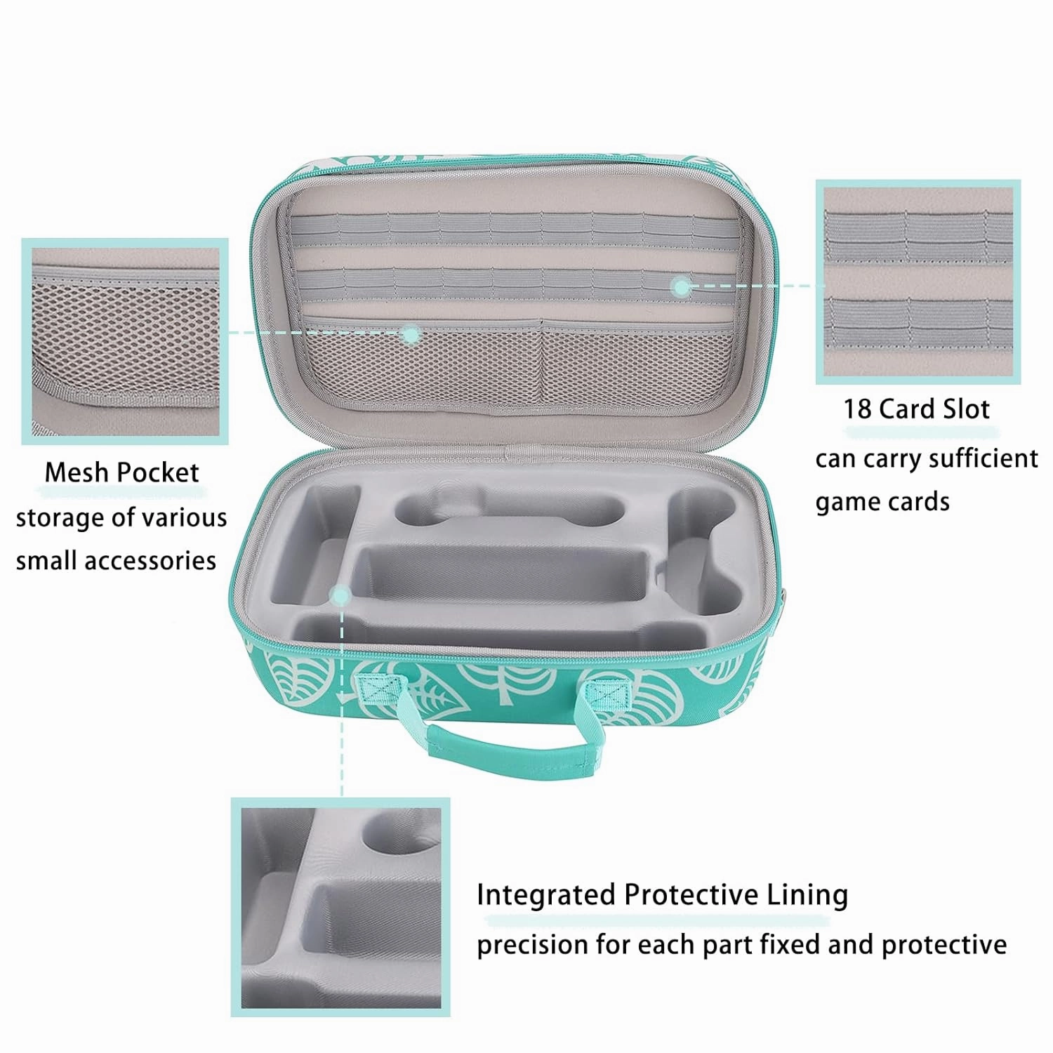 Pemalin Carrying Travel Case for Nintendo Switch / OLED Model, Hard Shell Storage Case for Switch Console and Full Set of Accessories, with Mesh Pocket and 18 Card Slots.
