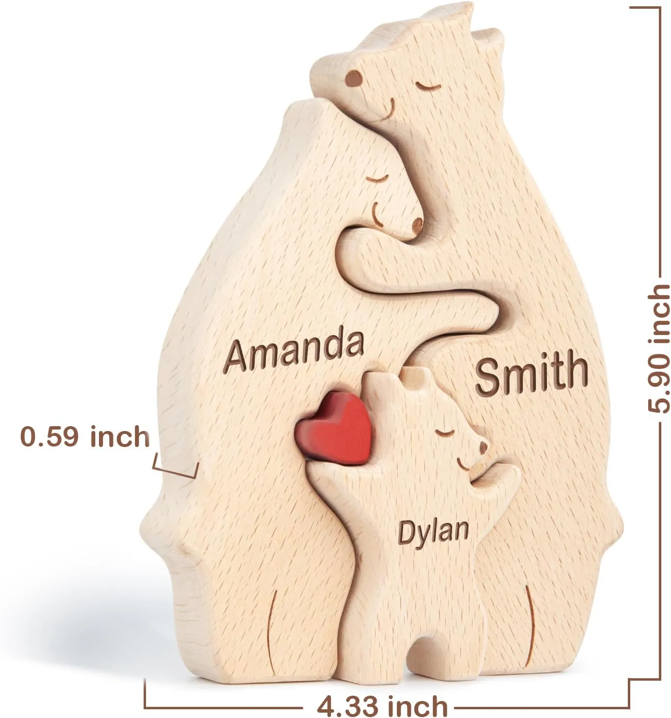 Personalized Wooden Bears Family Puzzle Gifts with 1-8 Name We are One,Jigsaw Oak Wooden Animal Sculpture Decorative for Home Decor Ideas for Birthday Christmas Anniversary Mother's Day Father's Day