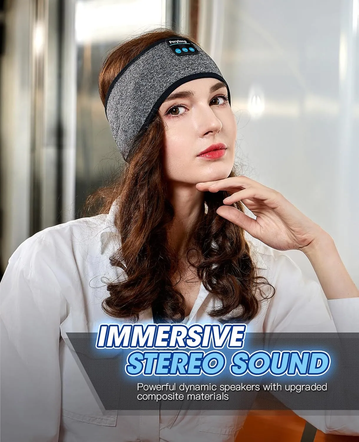 Perytong Bluetooth Sleep Headphones Headband with HD Speakers - Noise Cancelling, for Side Sleepers, Workout, Jogging, Yoga
