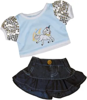 Plush Toys Wanderland Unicorn Gitter Tutu Skirt & Top Outfit for Stuffed Animals – Fits 14-18 inch Sparkle Dress Up Clothes with Glitter & Bow for Plush Toys, Teddy Bears – Gift for Kids & Toddlers