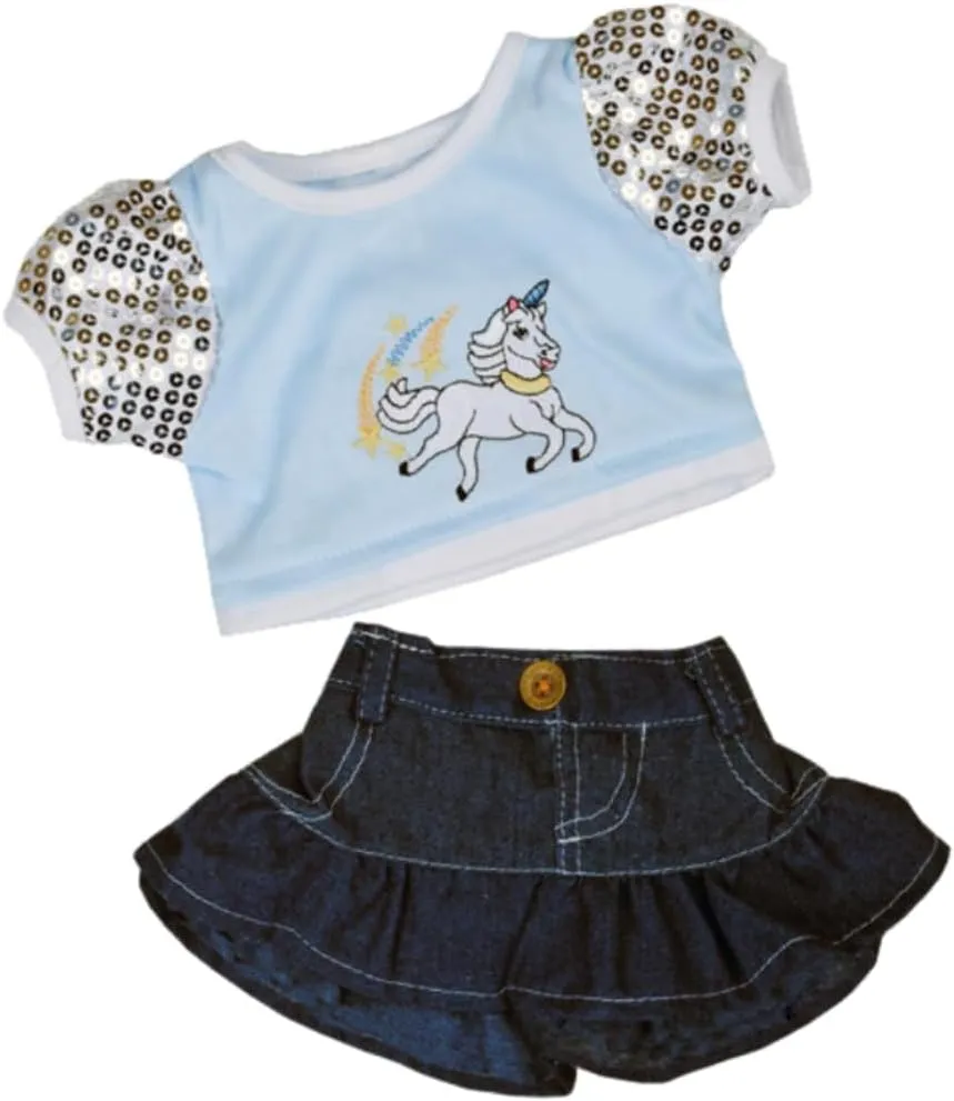 Plush Toys Wanderland Unicorn Gitter Tutu Skirt & Top Outfit for Stuffed Animals – Fits 14-18 inch Sparkle Dress Up Clothes with Glitter & Bow for Plush Toys, Teddy Bears – Gift for Kids & Toddlers