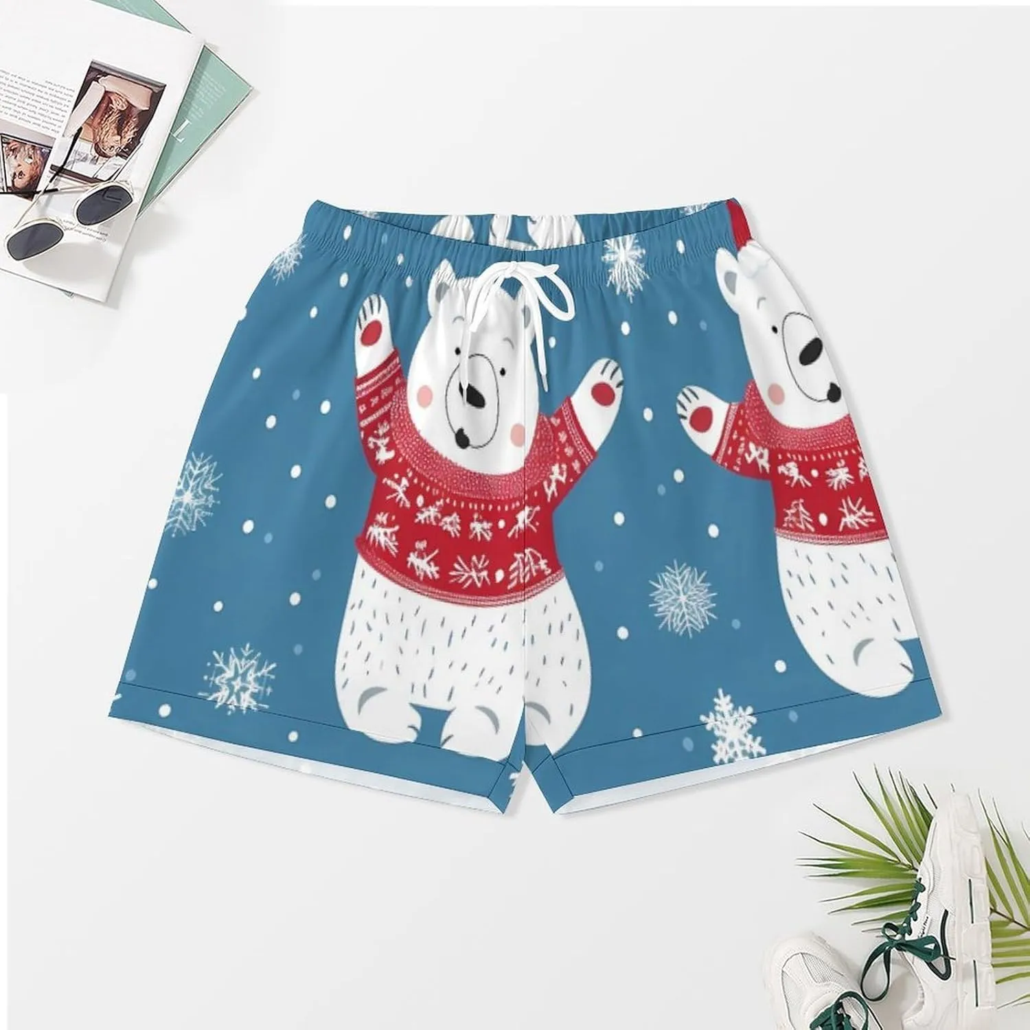 Polar Bear Women's Satin Pajama Set Short Sleeve Button Down Sleepwear Loungewear Pj Set