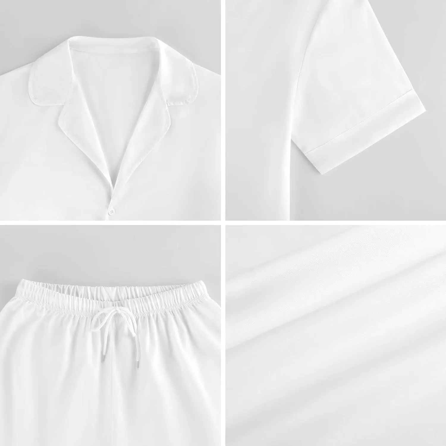 Polar Bear Women's Satin Pajama Set Short Sleeve Button Down Sleepwear Loungewear Pj Set