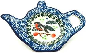 Polish Pottery Tea Bag Holder - Red Robin