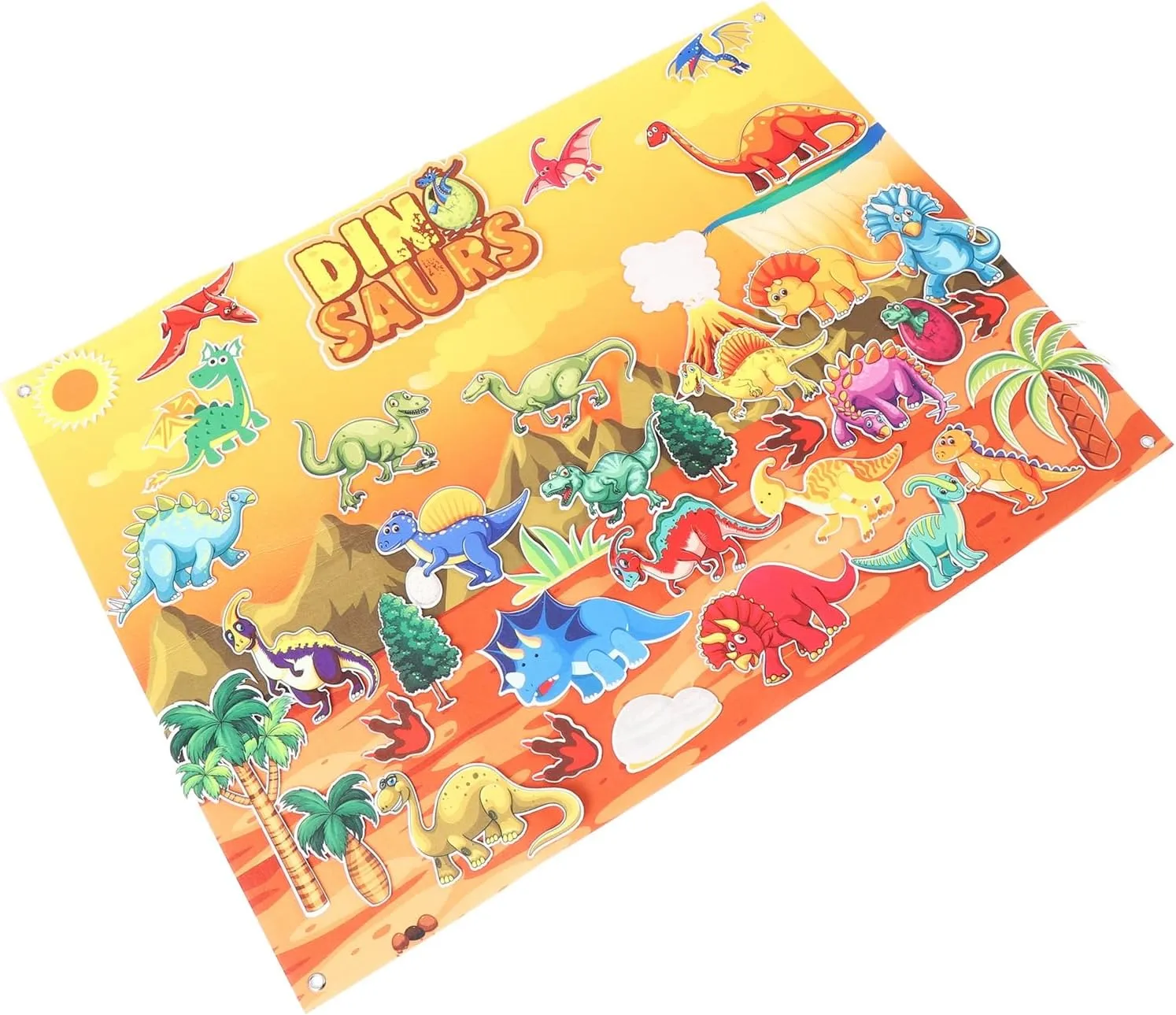 Pongnas Interactive Dinosaur Felt Story Set, Visual Experience for Animal Zoo Teaching and Home Learning Time Dinosaurs Classification Storytelling Board with Felt