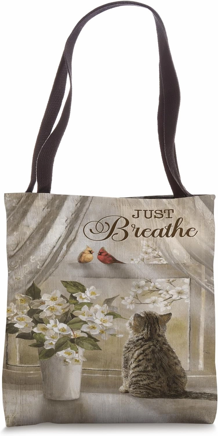 Porcelain Flower Lovely Cat Cardinal Drawing Just Tote Bag