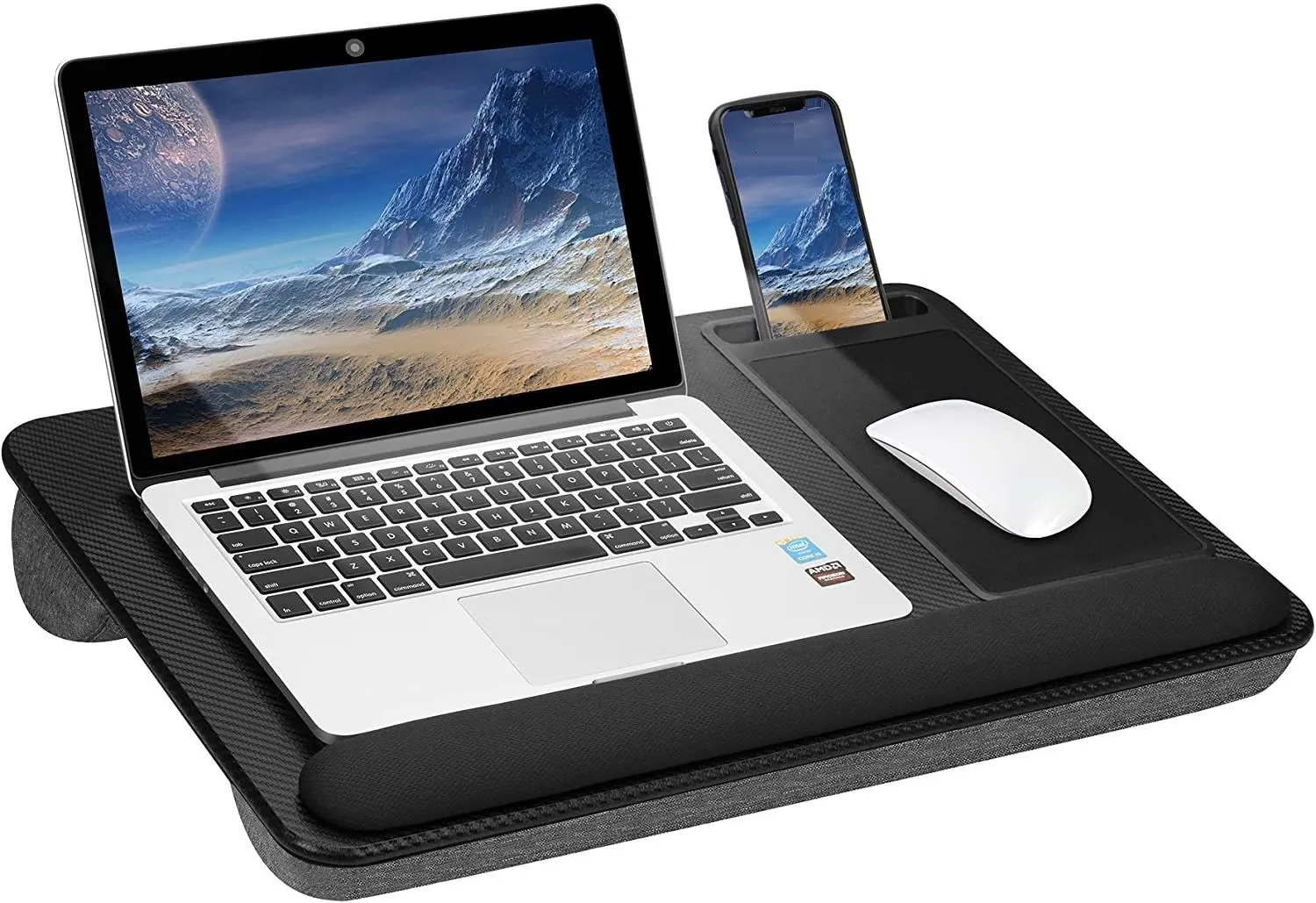 Portable Laptop Desk With Device Ledge, Mouse Pad (Black, 43Cm)