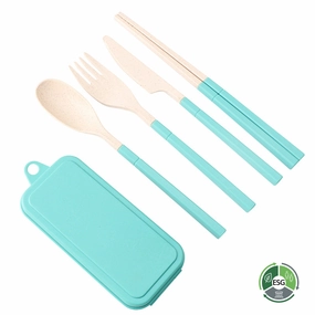 Portable Folding Tableware Wheat Straw Set | 上班族便攜折疊餐具刀叉小麥秸稈外帶收納盒BG17-10