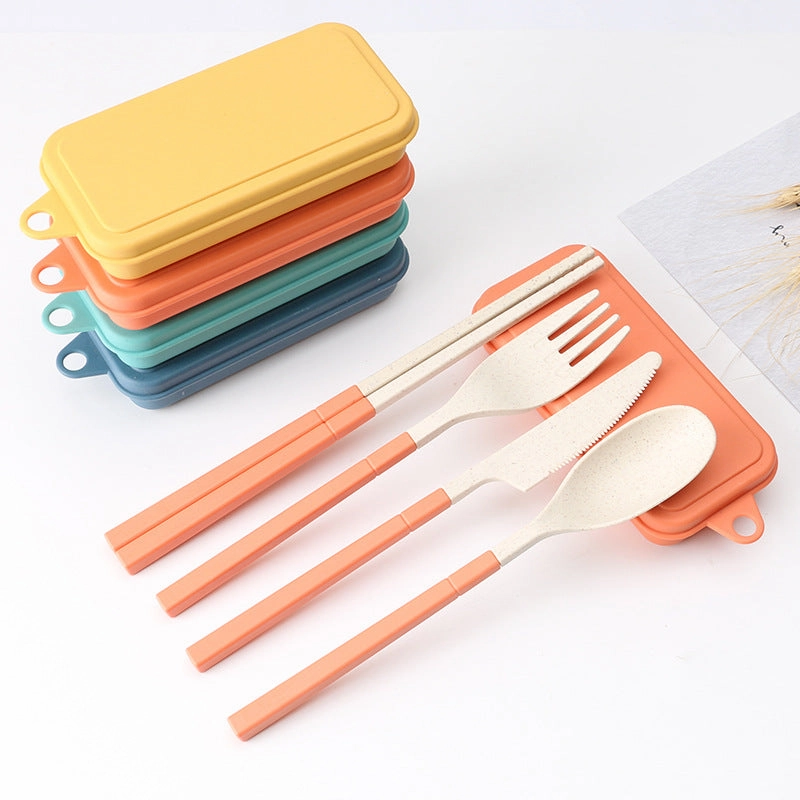 Portable Folding Tableware Wheat Straw Set | 上班族便攜折疊餐具刀叉小麥秸稈外帶收納盒BG17-10