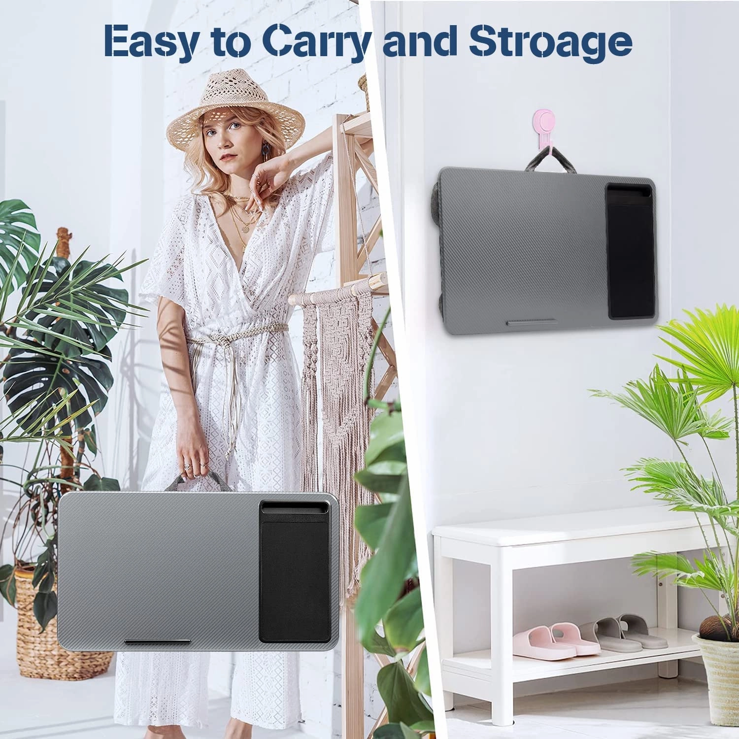 Portable Laptop Desk With Device Ledge, Mouse Pad, And Phone Holder (Silver, 40Cm)